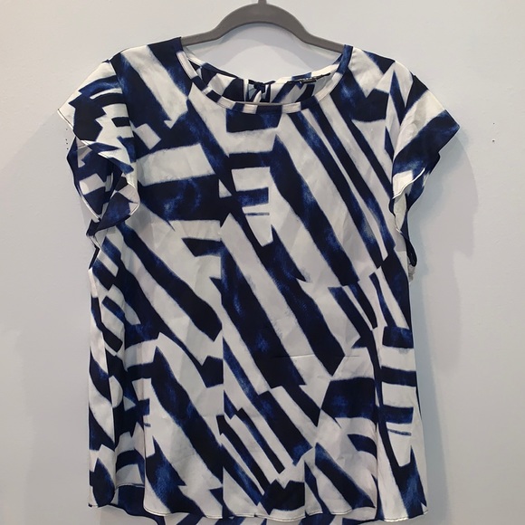 Dkny Tops | Dkny Silk Print Blouse With Tie Back Size L | Poshmark